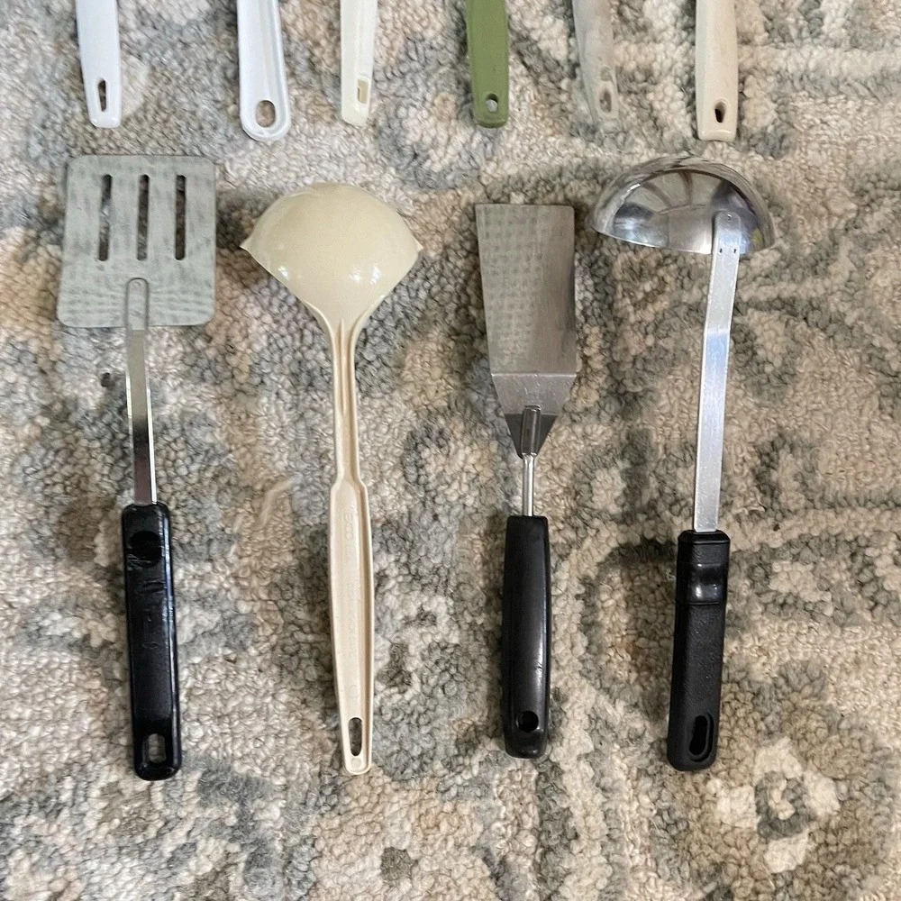 Vintage Lot Mixed Utensils Spoons Spatulas Fork Masher EKCO Flint Melamine Foley